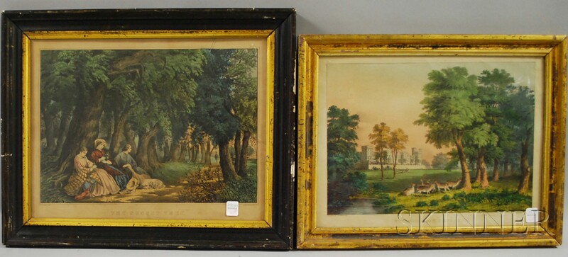 Appraisal: Two Framed th Century Hand-colored Lithographs an F F Palmer