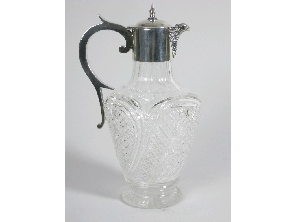 Appraisal: A Victorian silver mounted cut glass Claret Jug with hobnail