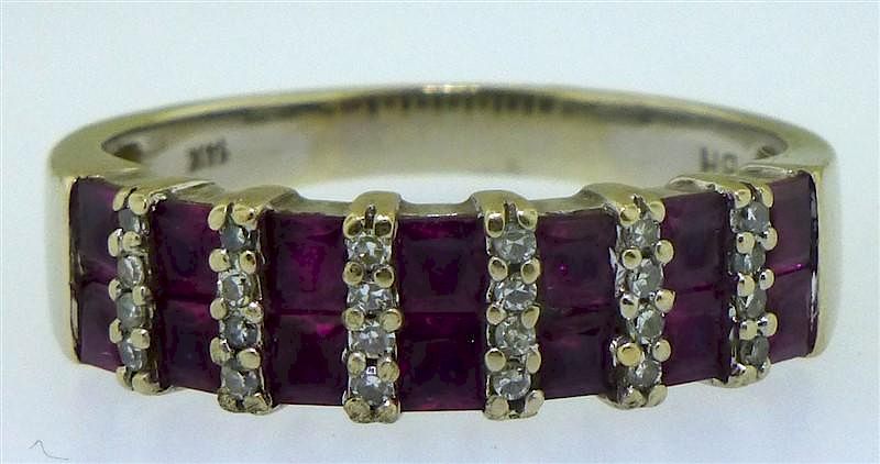 Appraisal: KT WHITE GOLD RUBY DIAMOND BAND SZ One lady's kt