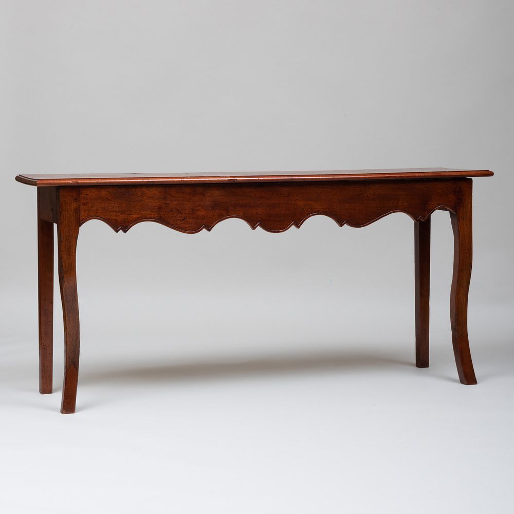 Appraisal: Louis XV Style Provincial Fruitwood Console Table x ft in