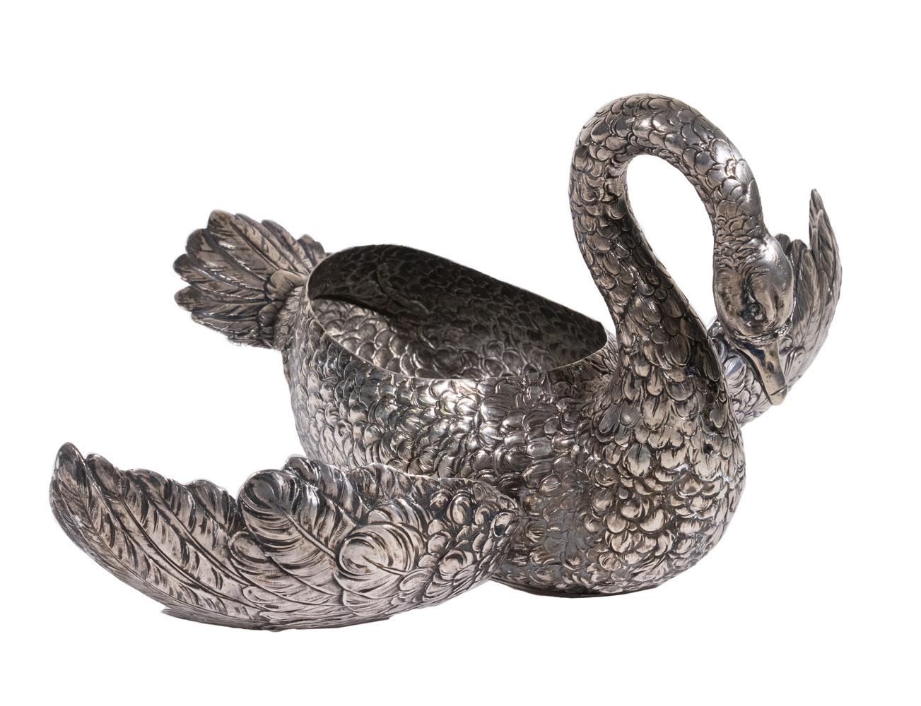 Appraisal: GERMAN SILVER SWAN CENTERPIECE BOWL Large Early th c -Silver