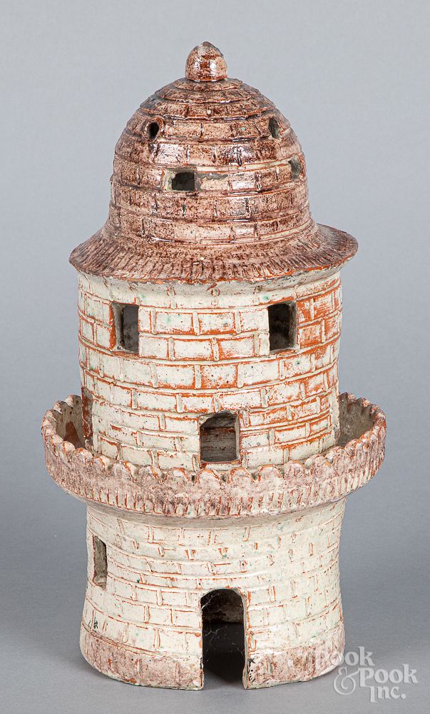 Appraisal: Redware lighthouse lamp Redware lighthouse lamp h Condition Good condition