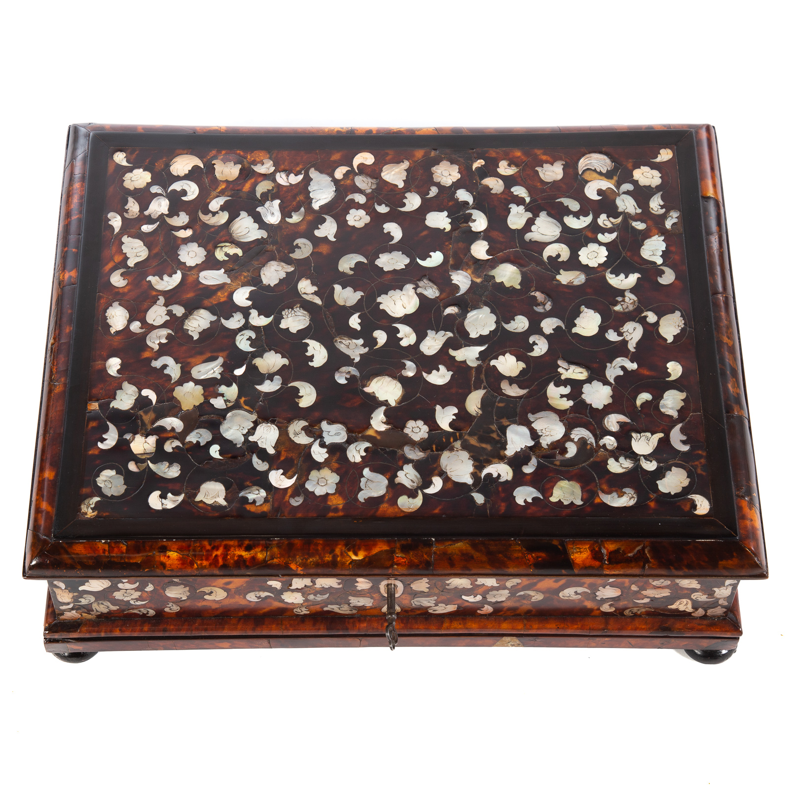 Appraisal: CONTINENTAL MOTHER OF PEARL INLAID WOOD BOX Early th century