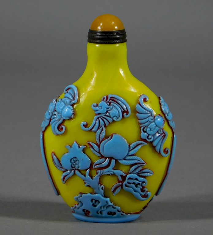 Appraisal: Chinese Peking Bat Peach Mushroom Snuff Bottle China th Century