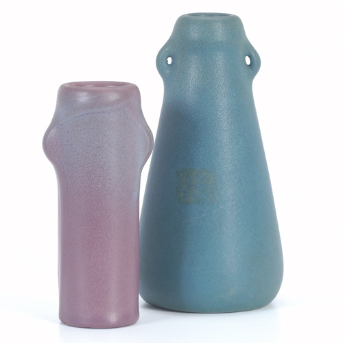 Appraisal: VAN BRIGGLE Two bud vases one tapered in indigo glaze