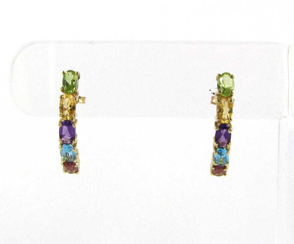 Appraisal: PAIR OF MULTI-COLOR GEMSTONE EARRINGS each k yellow gold earring