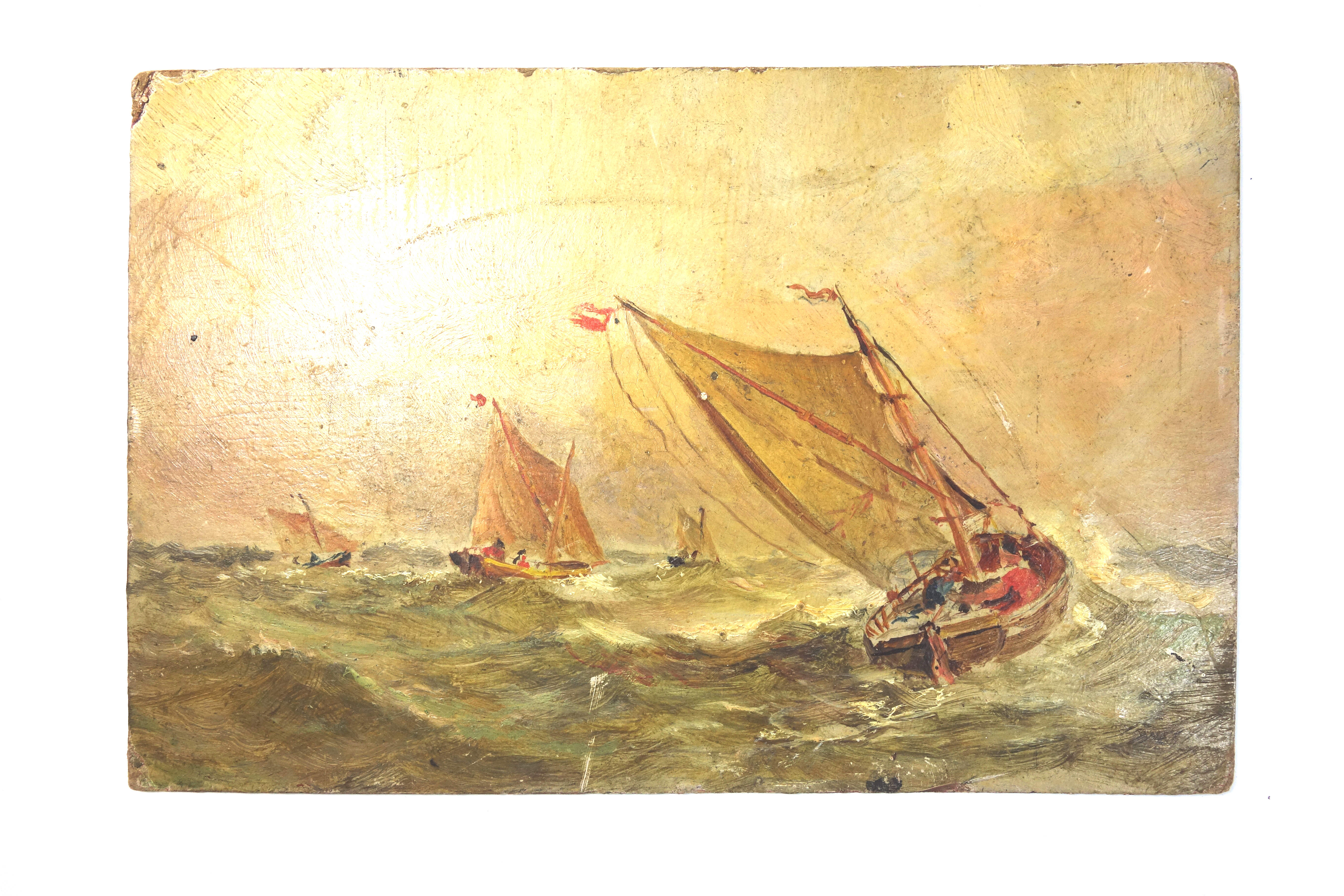 Appraisal: English School th century Sailing boats in choppy waters oil