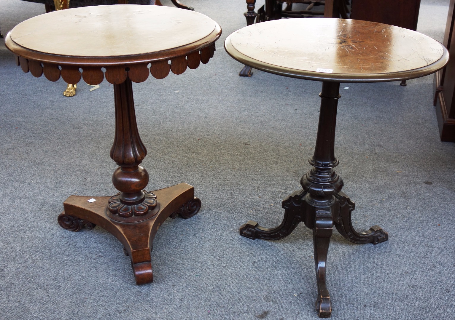 Appraisal: A Victorian stella marquetry inlaid walnut circular tripod table cm