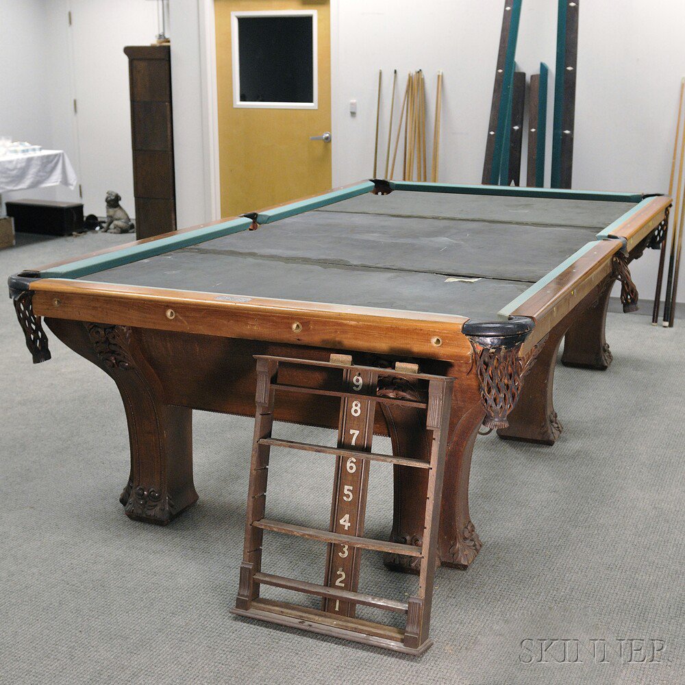 Appraisal: Brunswick-Balke-Collender Co Oak Pfister Six-leg Combination Pool Table Boston the