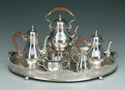 Appraisal: Five-piece sterling tea service - in kettle on stand coffeepot