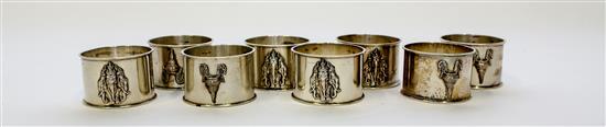 Appraisal: Sale Lot A Set of Eight Thai Silver Napkin Rings