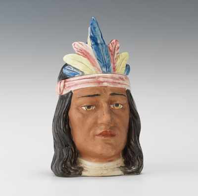 Appraisal: Native American Indian Head Tobacco Jar Ceramic head with polychrome