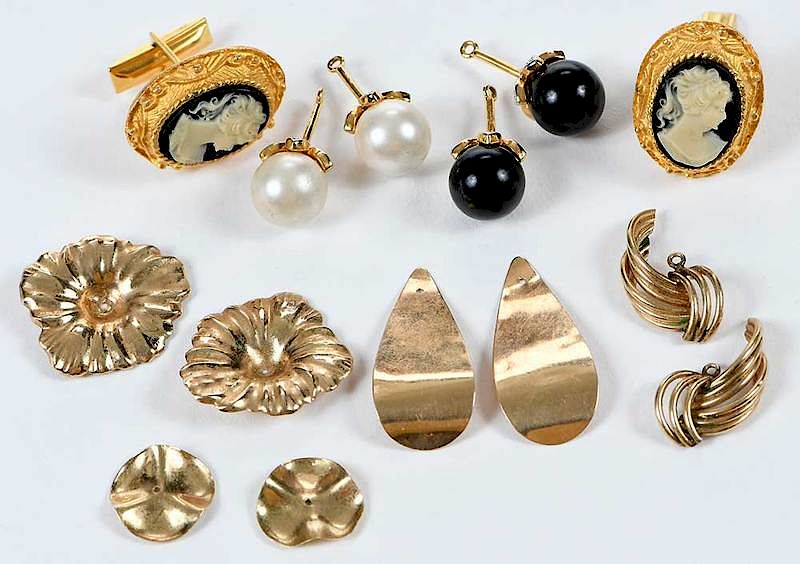 Appraisal: Earring Jackets and Cameo Cufflinks four pairs earring jackets stamped