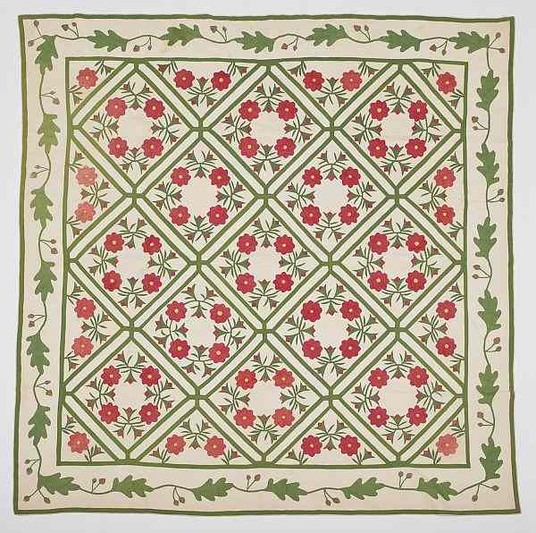 Appraisal: Rose appliqu quilt th c x