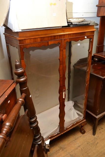 Appraisal: MAHOGANY CHIPPENDALE STYLE TWO DOOR CRYSTAL CABINET MAHOGANY CHIPPENDALE STYLE