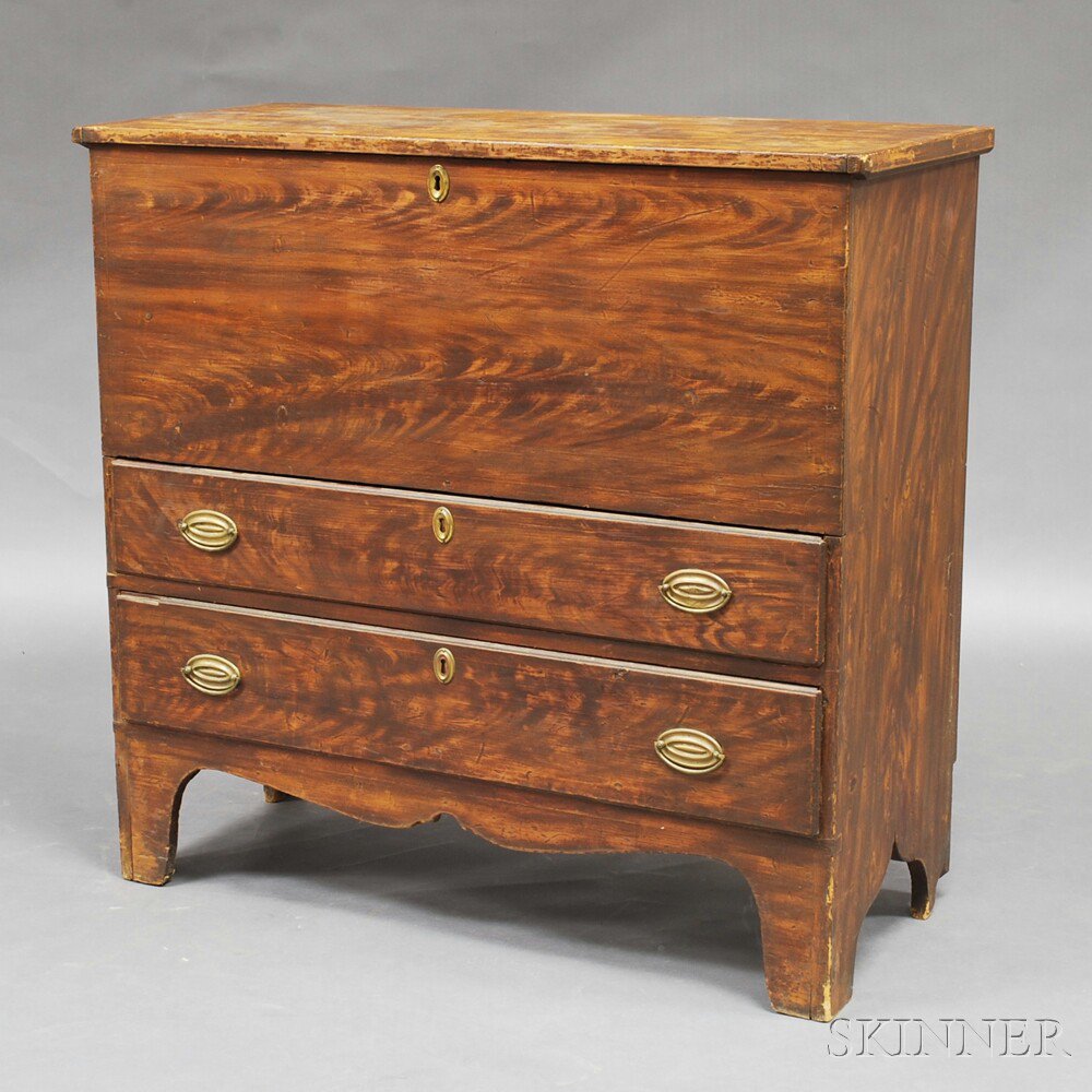 Appraisal: Grain-painted Pine Chest over Two Drawers New England early th