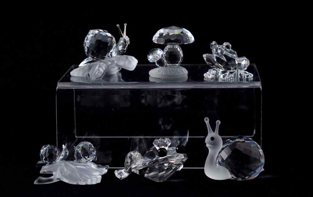 Appraisal: SWAROVSKI CRYSTAL FIGURINES To include SNAIL ON VINE-LEAF Edith Mair