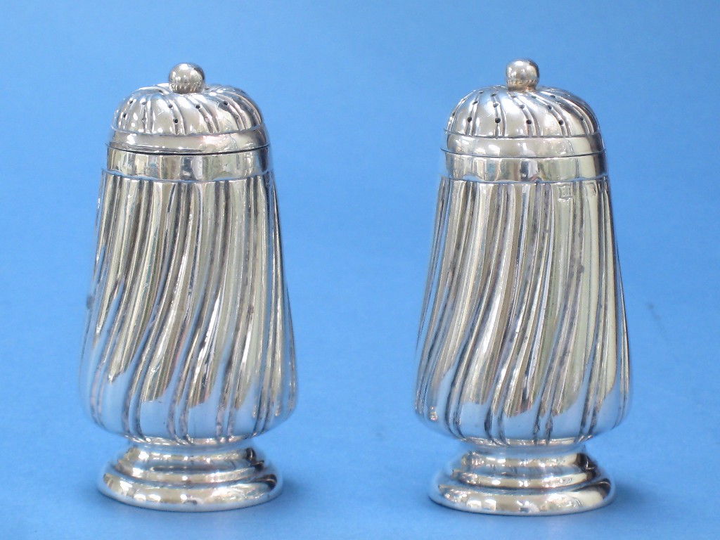 Appraisal: Pair of Victorian Pepperettes spirally fluted London