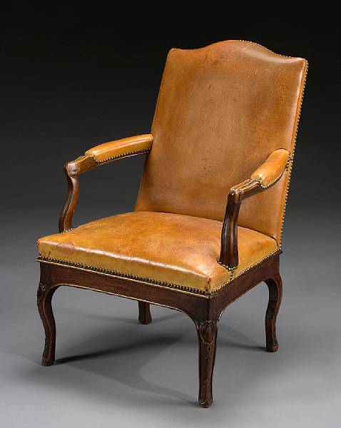 Appraisal: A Louis XV walnut fauteuil mid th century The arched