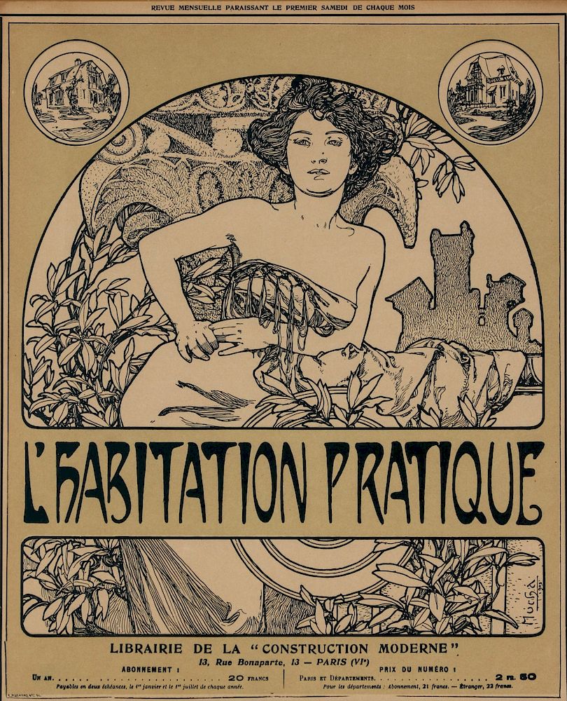 Appraisal: ALPHONSE MUCHA ILLUSTRATION FOR L'HABITATION PRATIQUE Alphonse Maria Mucha -