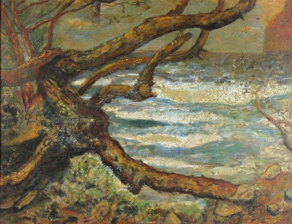 Appraisal: TH TH CENTURY COAST SCENE Oil on panel x in