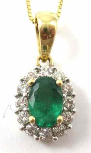 Appraisal: EMERALD AND DIAMOND PENDANT NECKLACE suspended on a box link