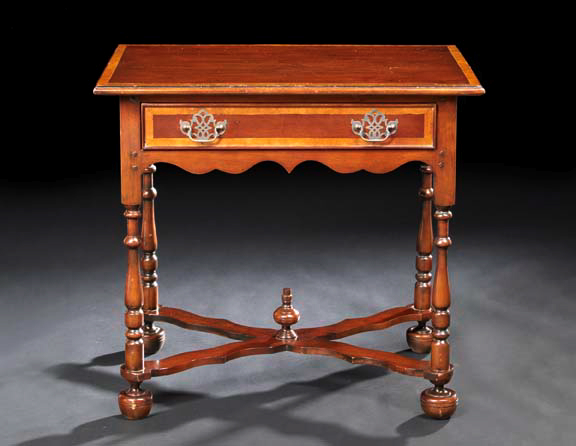 Appraisal: William and Mary-Style Walnut Side Table late th century the