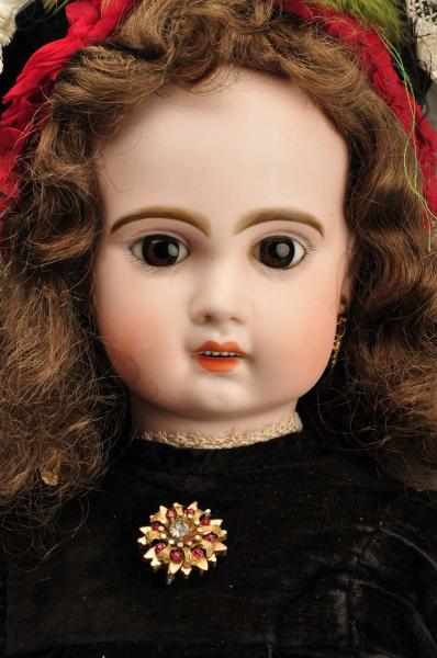 Appraisal: Open Mouth Jumeau Doll Description Lovely pale bisque with brown