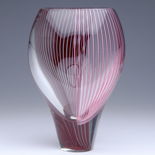 Appraisal: LINO TAGLIAPIETRA Murano bulbous vase in clear glass with burgundy