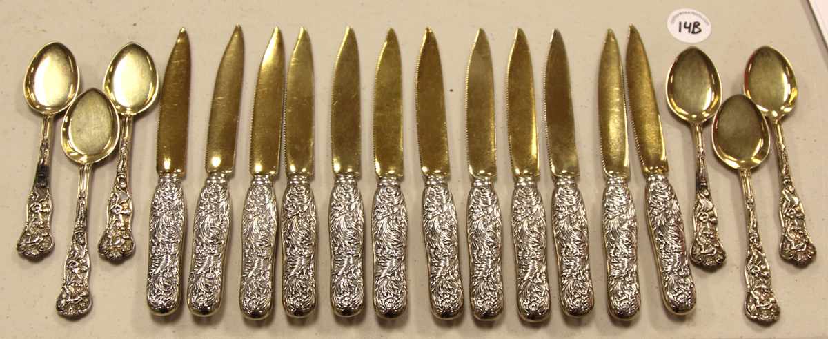 Appraisal: Sterling Fruit Knives Spoons Tiffany Fruit knives '' spoons monogrammed