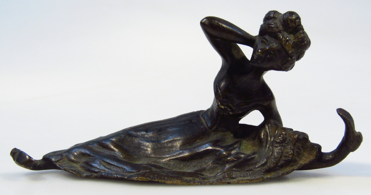 Appraisal: A late thC erotic bronze figure in the manner of