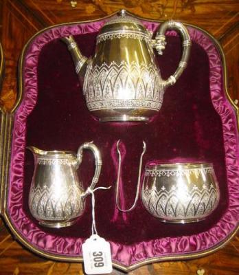 Appraisal: A VICTORIAN BATCHELORS TEASET of ovoid form the domed lid