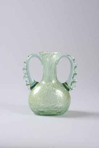 Appraisal: Two handled vase with irregular bubble Pale green tinge Unsigned