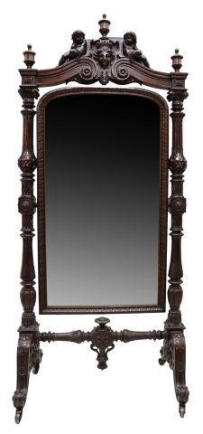 Appraisal: Renaissance Revival carved walnut cheval mirror mid th c three