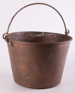 Appraisal: American Brass Kettle Mfg Copper Bucket w Handle Large copper