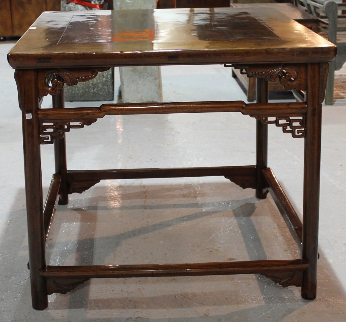 Appraisal: A th century Chinese square hardwood centre table with pierced