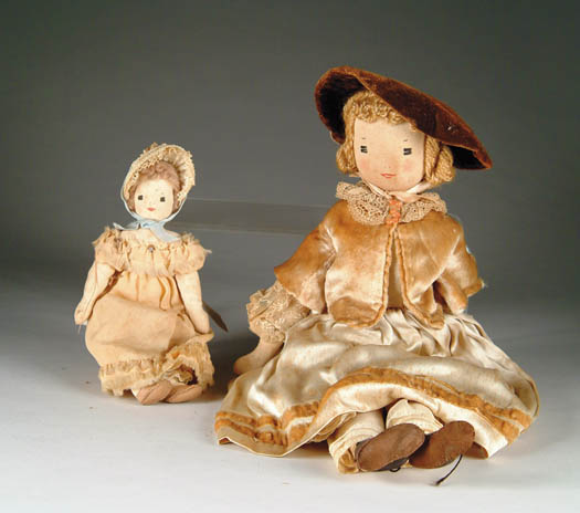 Appraisal: TWO CLOTH CLOTHED DOLLS Unmarked SIZE and CONDITION Generally good