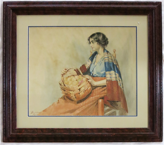 Appraisal: FRAMED ORIGINAL WATERCOLOR BY BARTOLETTI ROMA of a seated woman