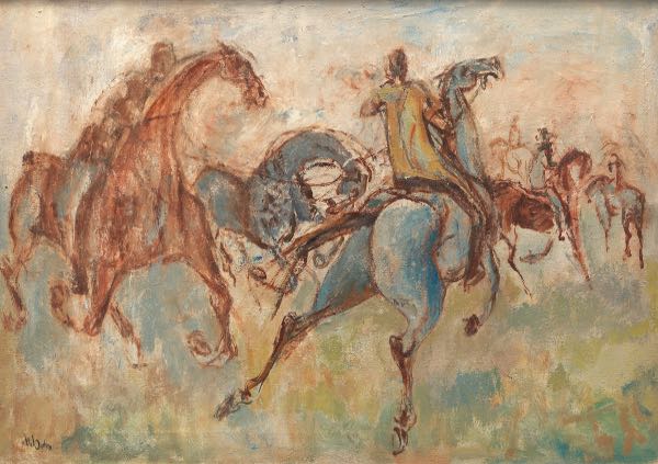 Appraisal: MARY OGDEN ABBOTT AMERICAN - x Equestrian Tournament Oil on