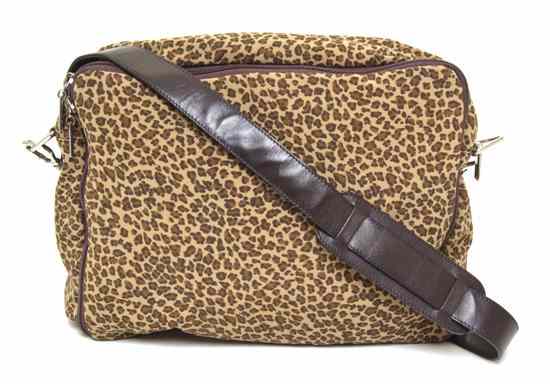 Appraisal: A Bottega Veneta Leopard Print Nylon Travel Bag with expandable