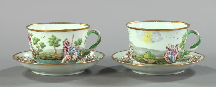 Appraisal: Pair of Capodimonte Porcelain Breakfast Teacups and Saucers first quarter