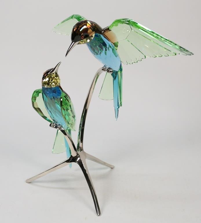 Appraisal: Swarovski Austria - Bee Eaters crystal bird group on metal