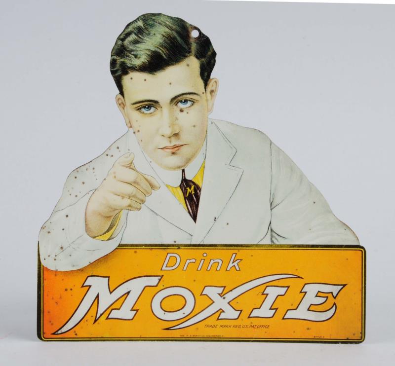 Appraisal: - Moxie Cut-Out With Frank Archer Two sided tin piece