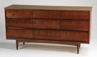 Appraisal: Mid century modern walnut console l Mid century modern walnut