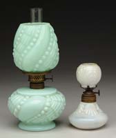 Appraisal: TWO MILK GLASS MINI LAMPS S - White milk glass