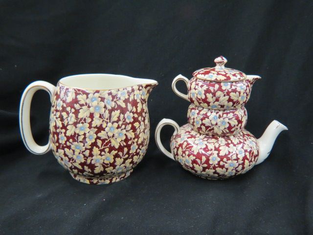 Appraisal: Lord Nelson Royal Brocade Chintz China stacking teapot sugar creamer