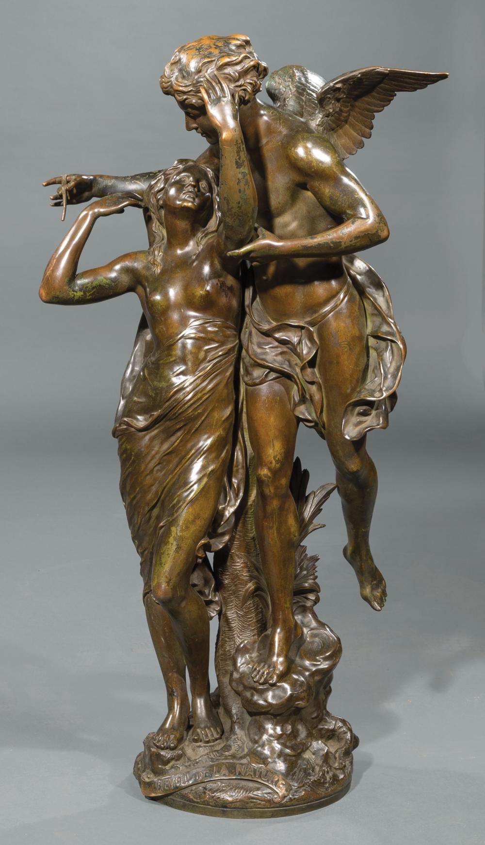 Appraisal: Bronze Figural Group of Reveil de la Nature after Emile