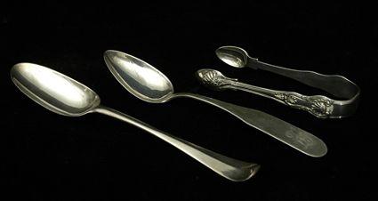 Appraisal: Willian IV Silver 'Kings' Pattern Sugar Tongs London - maker's