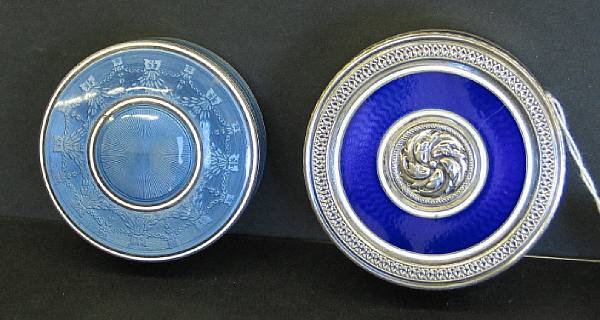 Appraisal: Two Continental silver and enamel boxes early th century The