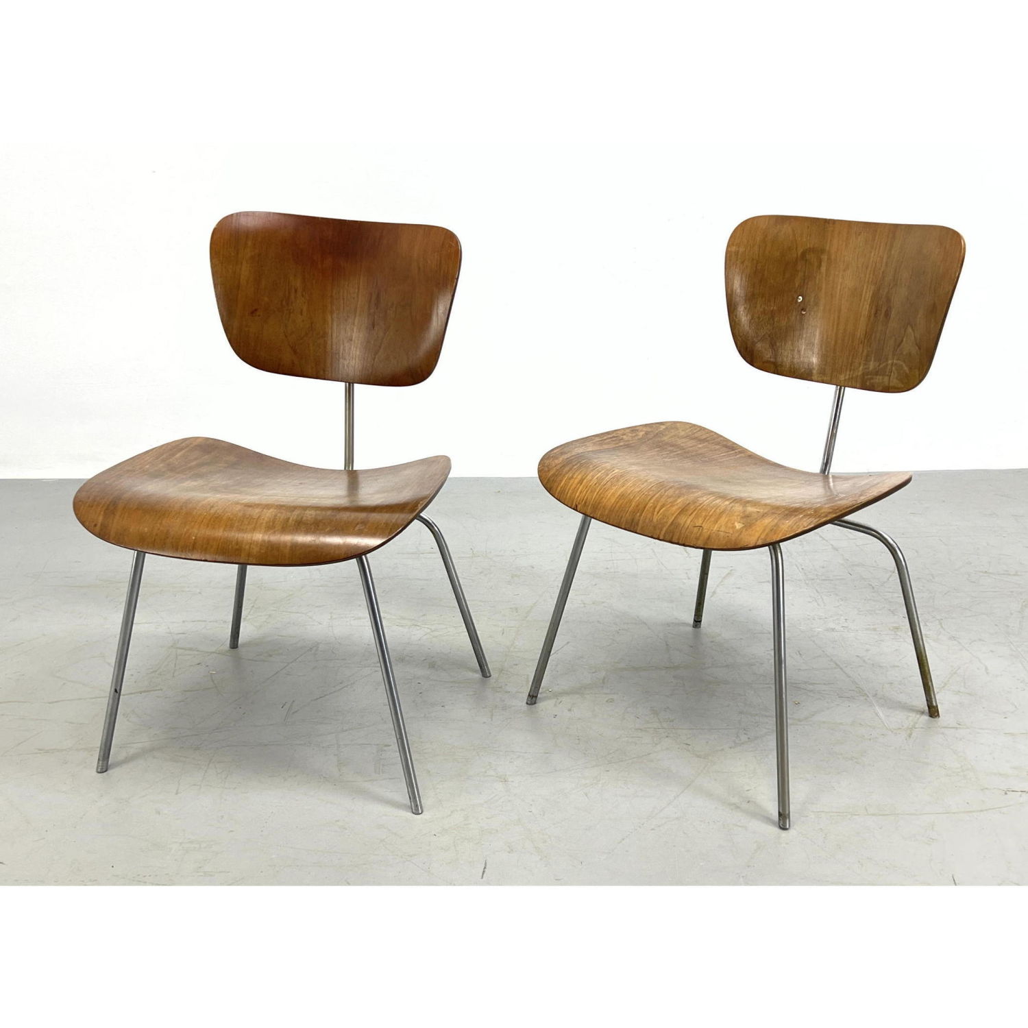 Appraisal: Pair Eames Molded Wood Lounge Chairs DCM Dimensions H inches